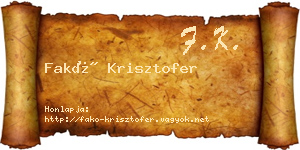 Fakó Krisztofer névjegykártya